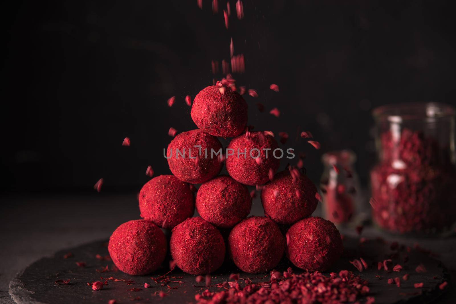chocolate truffle with raspberry powder by maramorosz