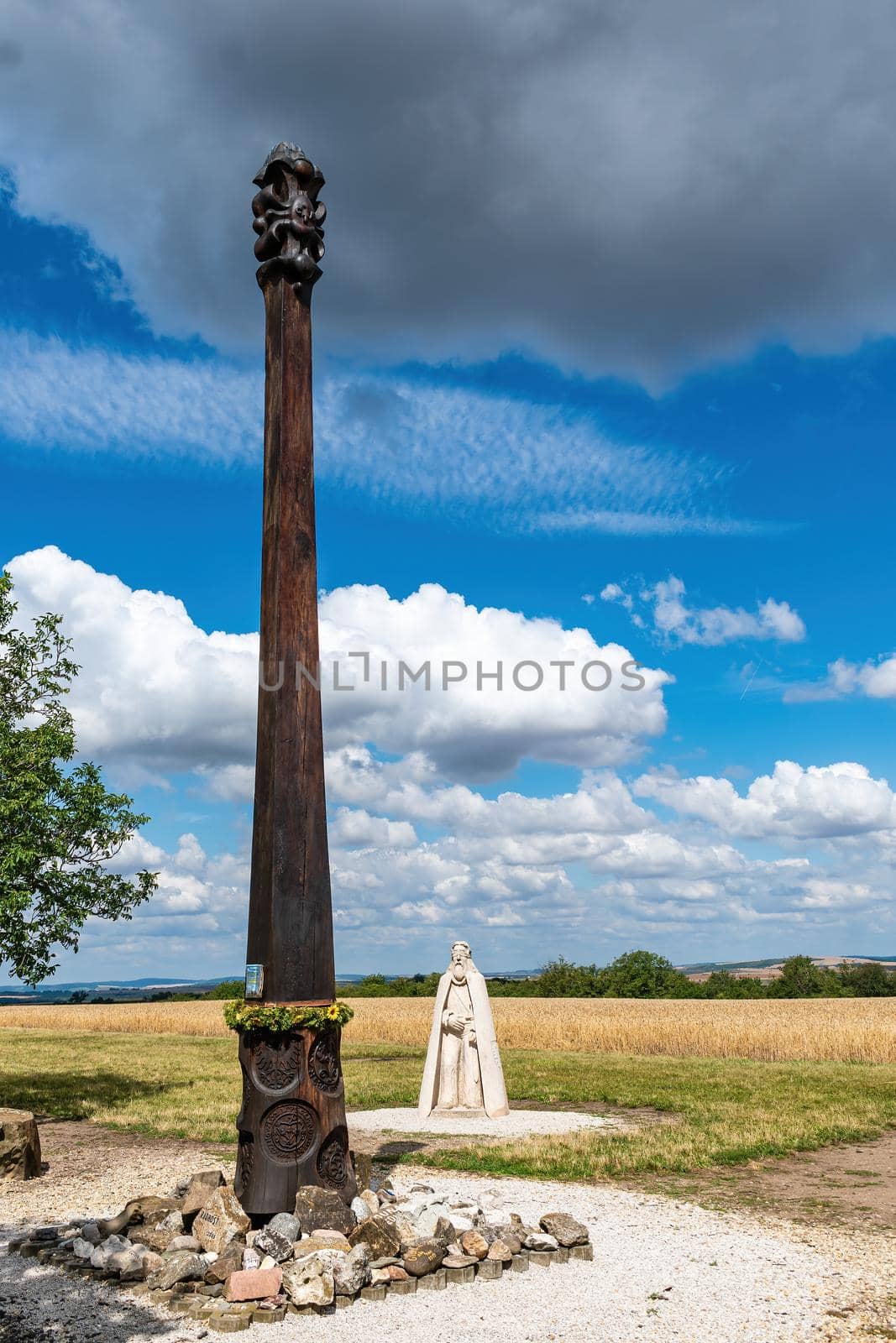 Lily cross on the hill Naklo near Ratiskovice, a place of pilgrimage commemorates great Moravia by rostik924