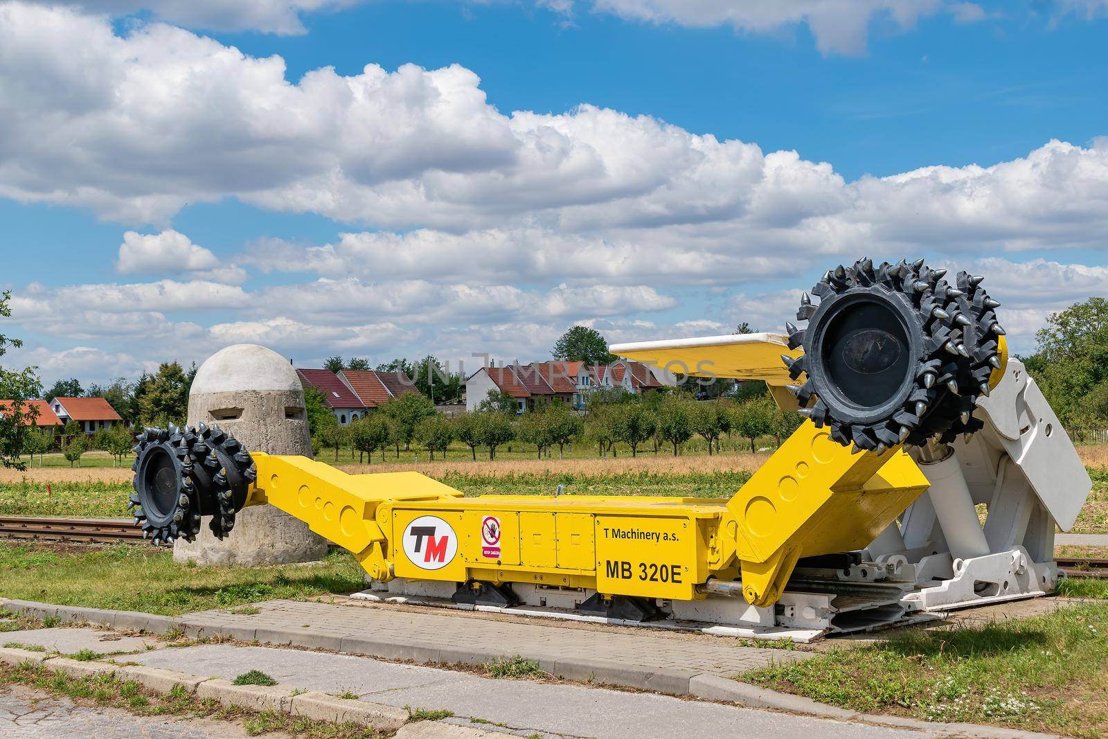 Exhibited mining combine harvester as a memorial near the village Ratiskovice by rostik924