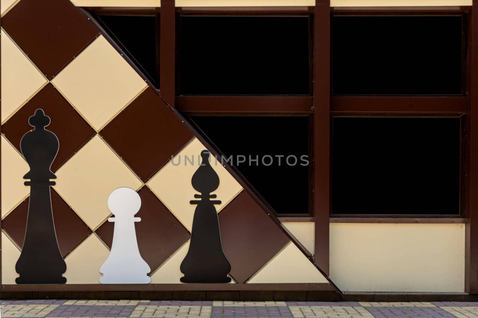 The design of the house in the form of a chessboard with chess pieces by Serhii_Voroshchuk