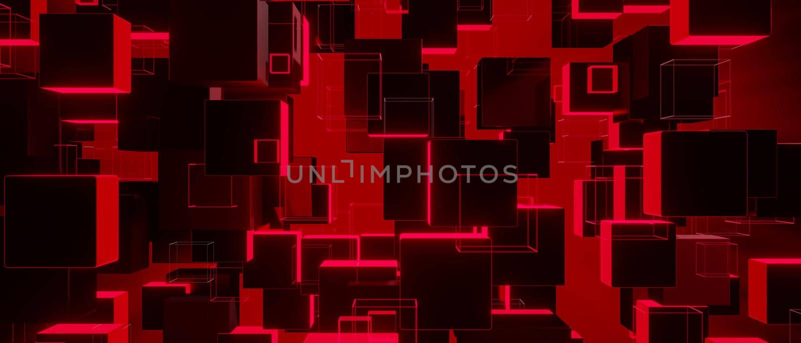 Red Big Data Network Visualization Concept Banner Background 3D Illustration