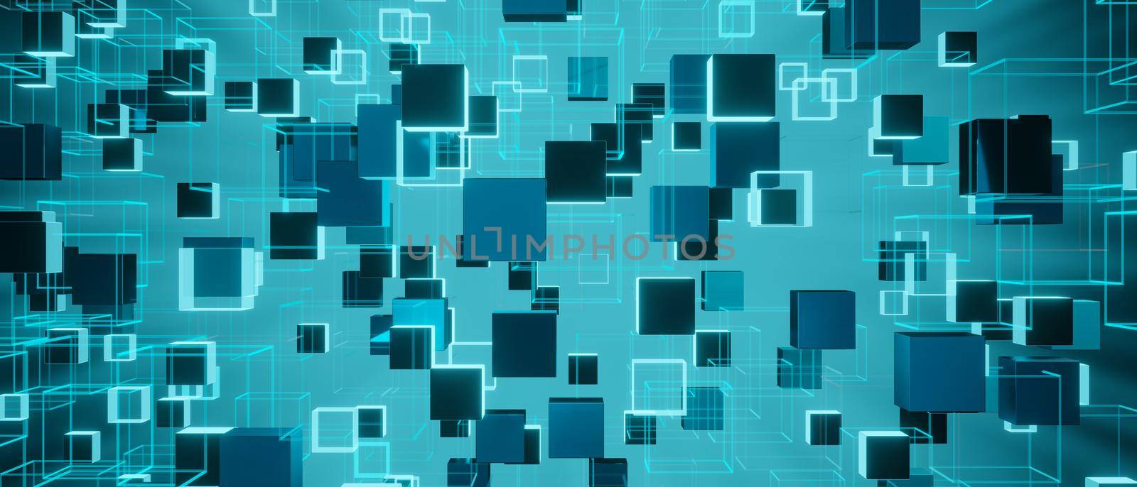 Abstract blue cubes 3d background 3d rendering by yay_lmrb