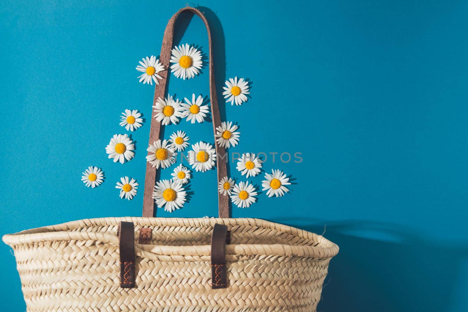 daisies fall into a straw bag by maramorosz