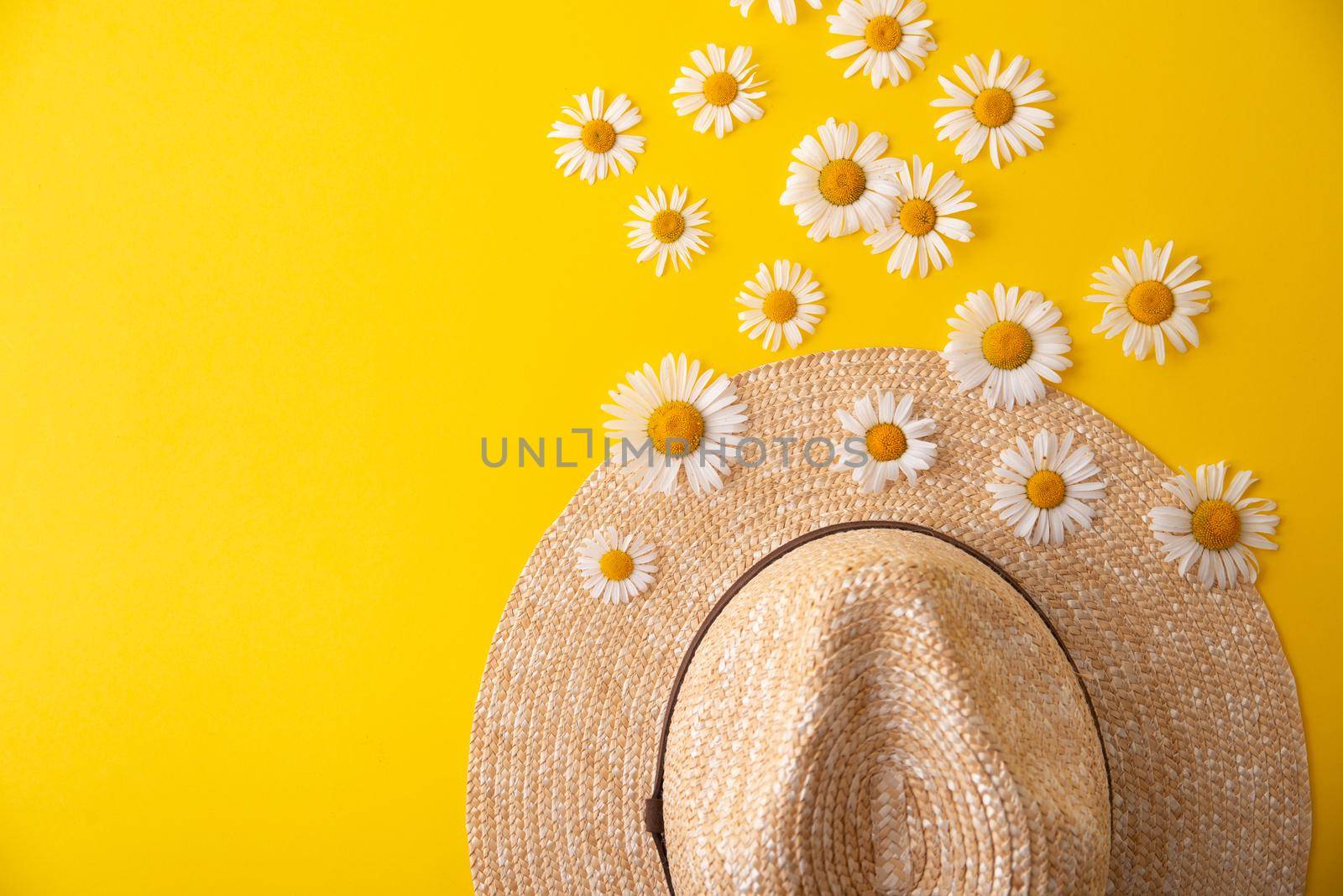straw hat and daisies around by maramorosz