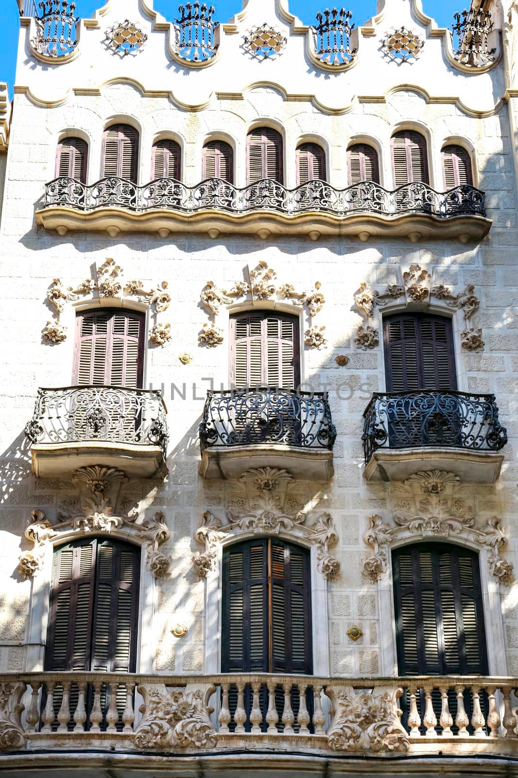 Cartagena, Murcia, Spain- July 18, 2022: Beautiful Maestre House Modernist Style next to San Francisco Square in Cartagena city