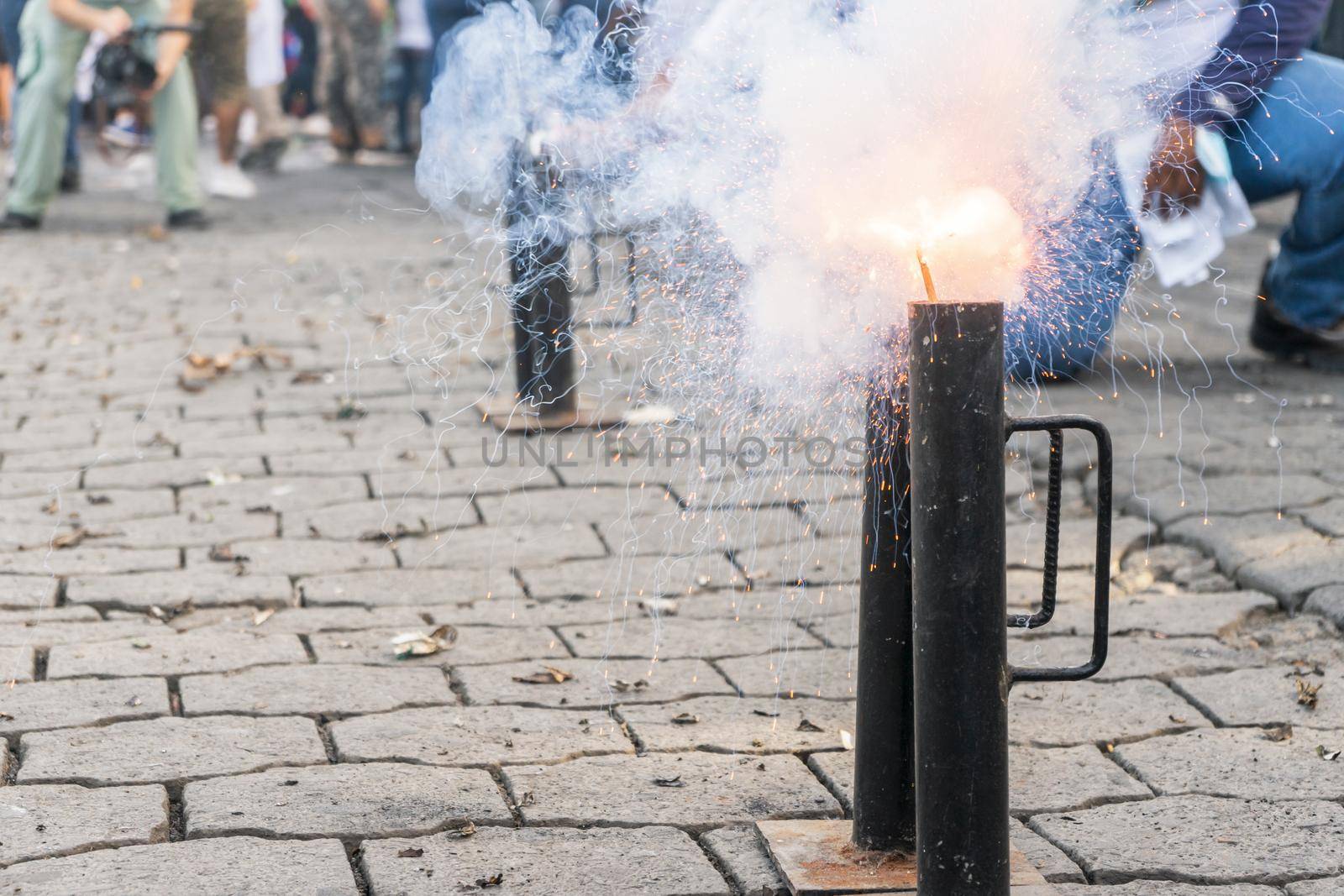 Detonation of gunpowder and fireworks in the traditional festivals of Managua, Nicaragua by cfalvarez