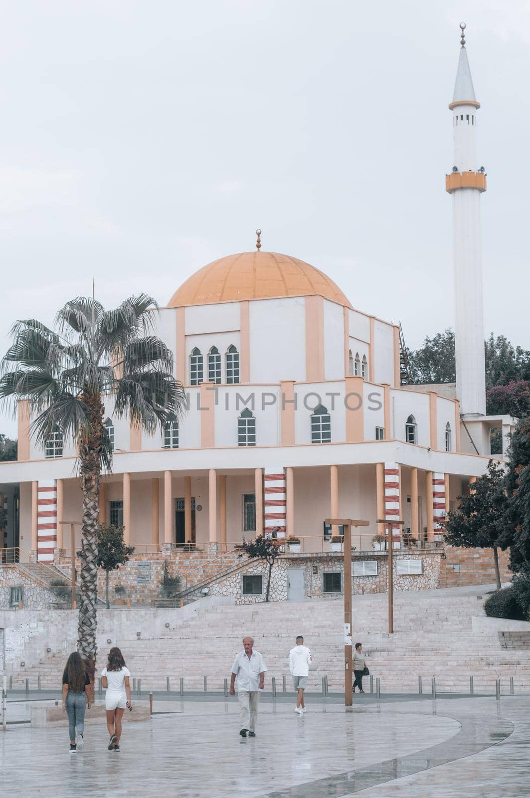 Albania, Durres September 2 2019: Great Mosque of Durres (or Grand Mosque of Durres, Fatih Mosque) in Durres town,