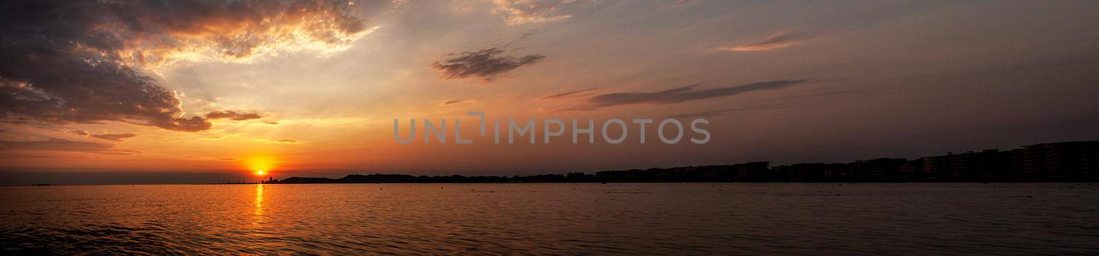 Sunset in Durres Port view. Albania 2019