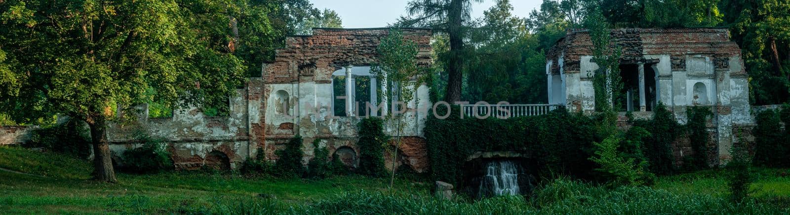 Waterfall Ruines in Alexandria Park in Bila Tserkva Ukraine 2019