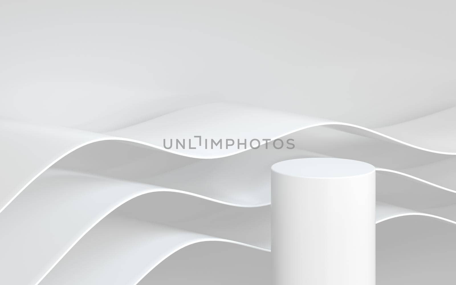 Curved geometry with empty stage, 3d rendering. by vinkfan