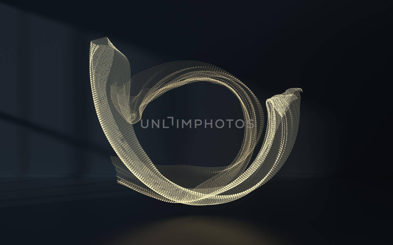 Flowing mesh clothes with black background, 3d rendering. by vinkfan