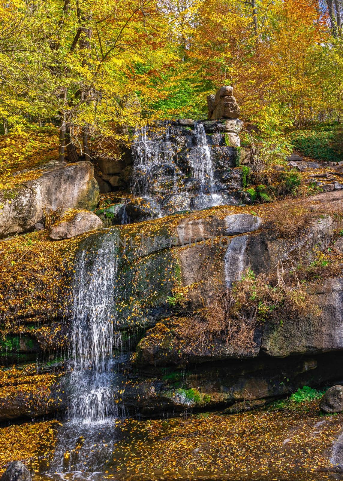 Waterfall in the Sofiyivsky arboretum. Uman, Ukraine by Multipedia