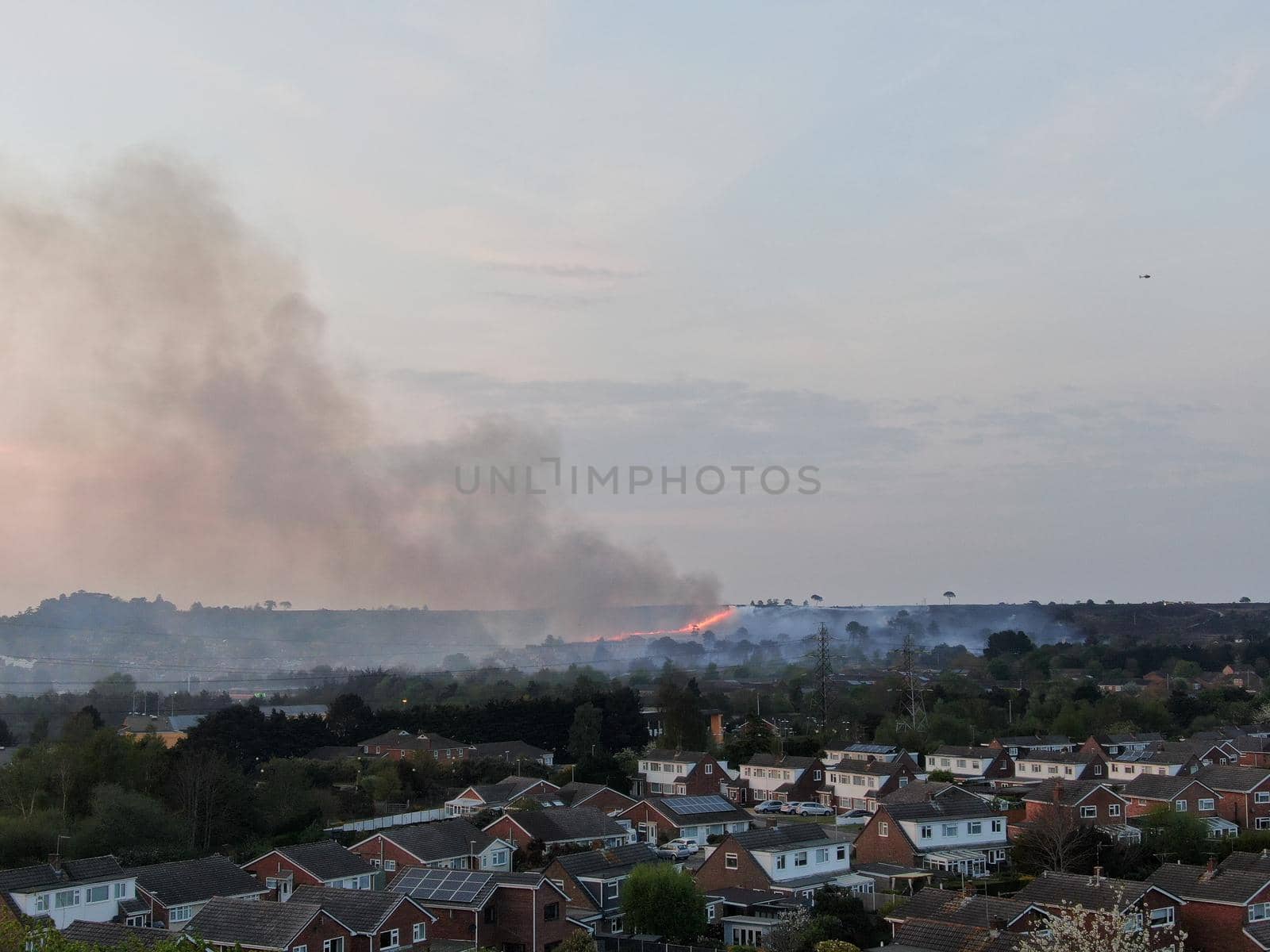 A dangerous wildfire spreading on Canford Heath in POOLE in Dorset UK in 2022