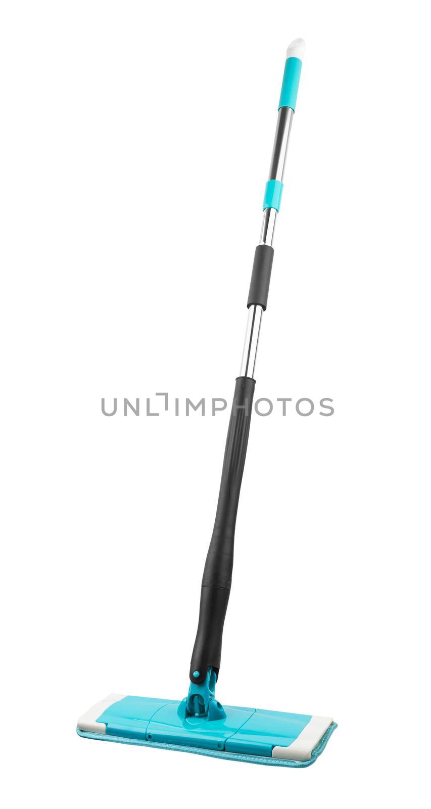 Blue plastic mop isolated on white background