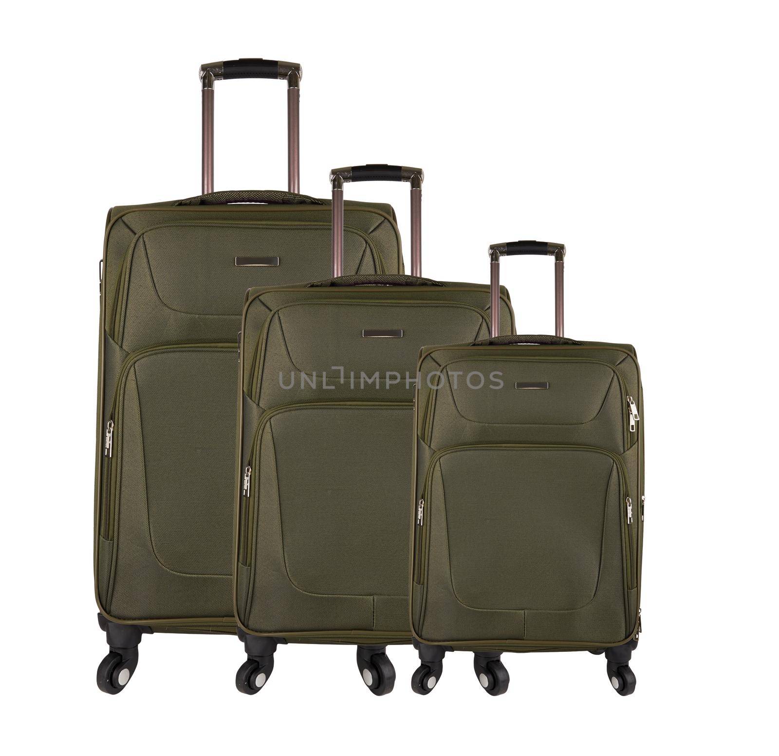 Green suitcase isolated on a white background