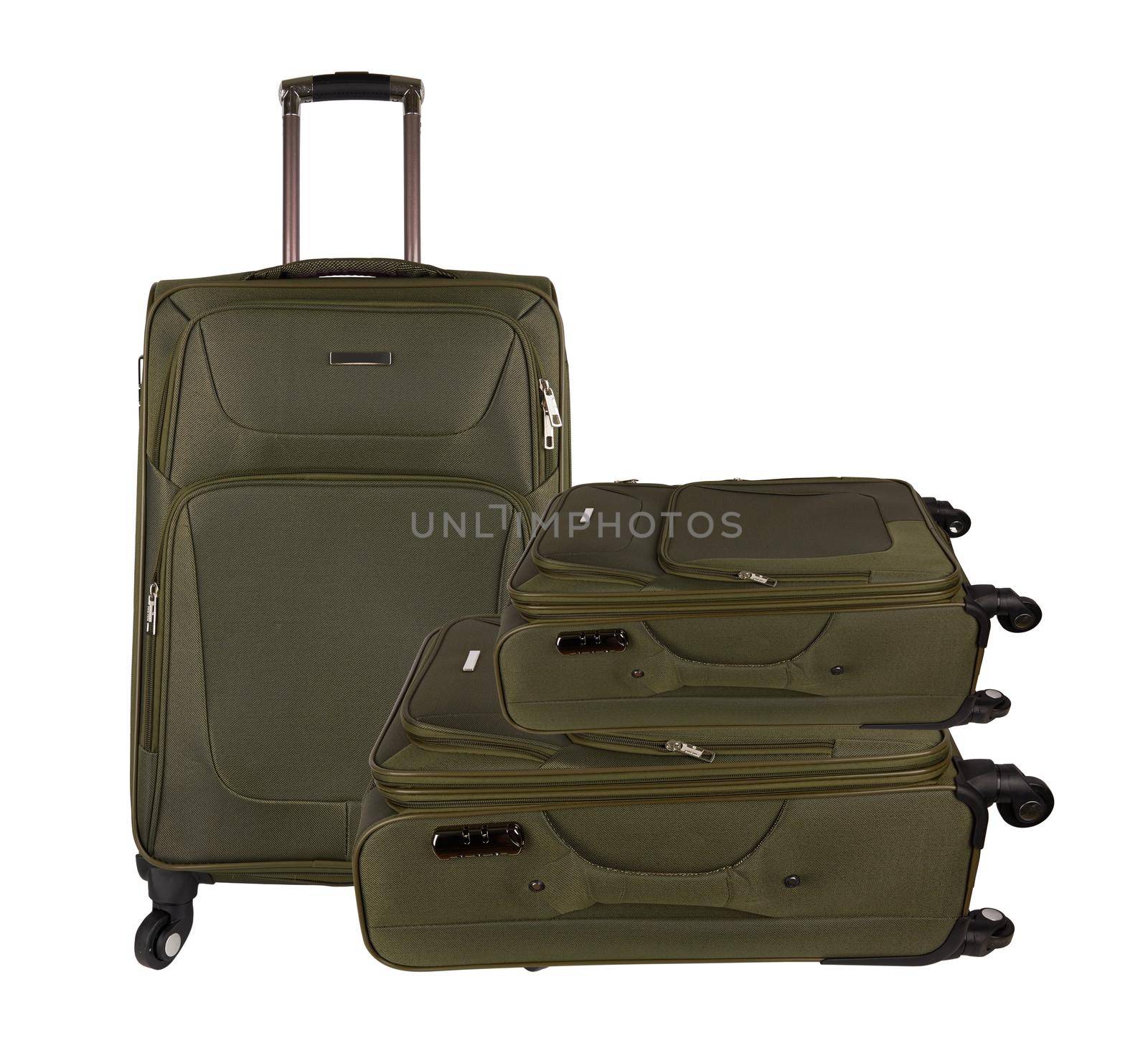 Green suitcase isolated on a white background