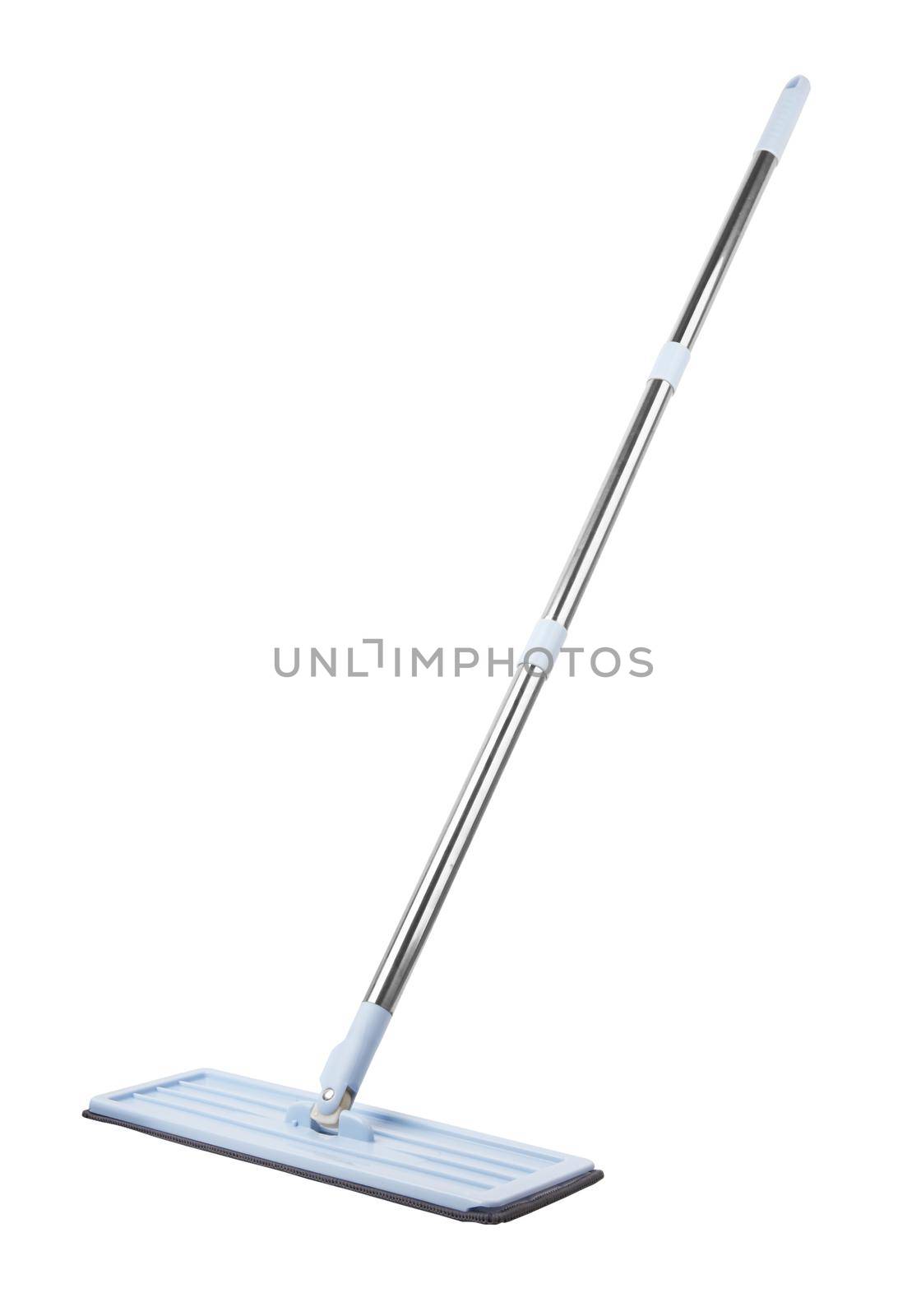 Blue plastic mop isolated on white background