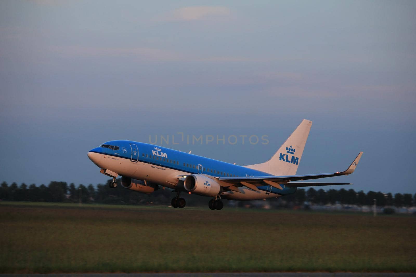 Amsterdam, the Netherlands  - June 1st, 2017: PH-BGQ KLM Royal Dutch Airlines Boeing 737-700 taking off from Polderbaan Runway Amsterdam Airport Schiphol
