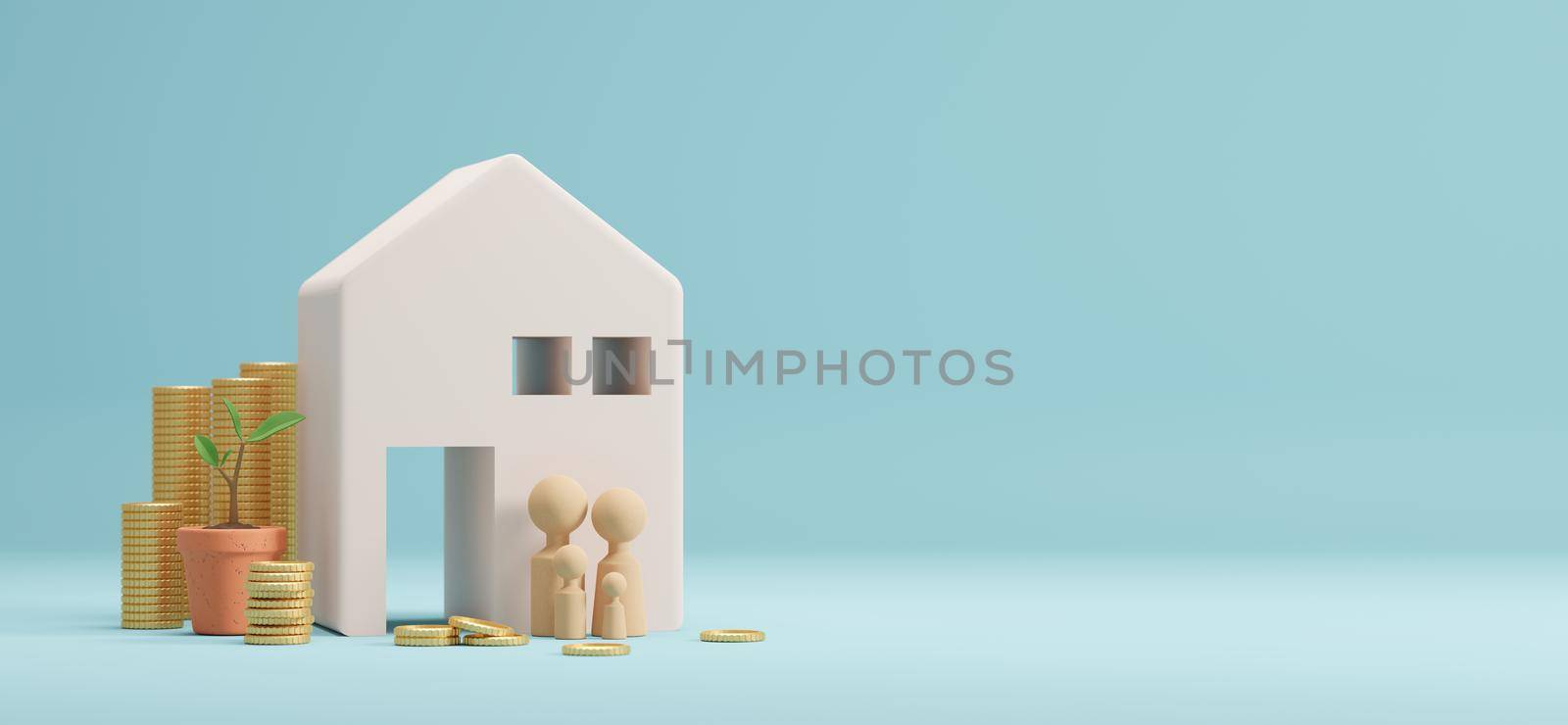 Savings money for a house 3D render by Myimagine