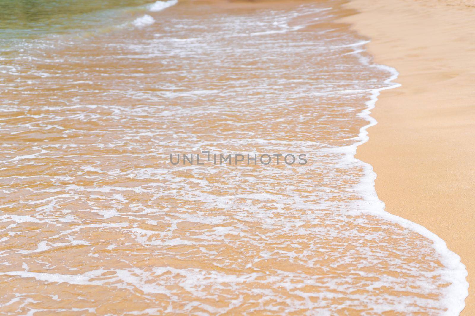 Aerial view of sea waves and sandy beach Atlantic ocean seashore