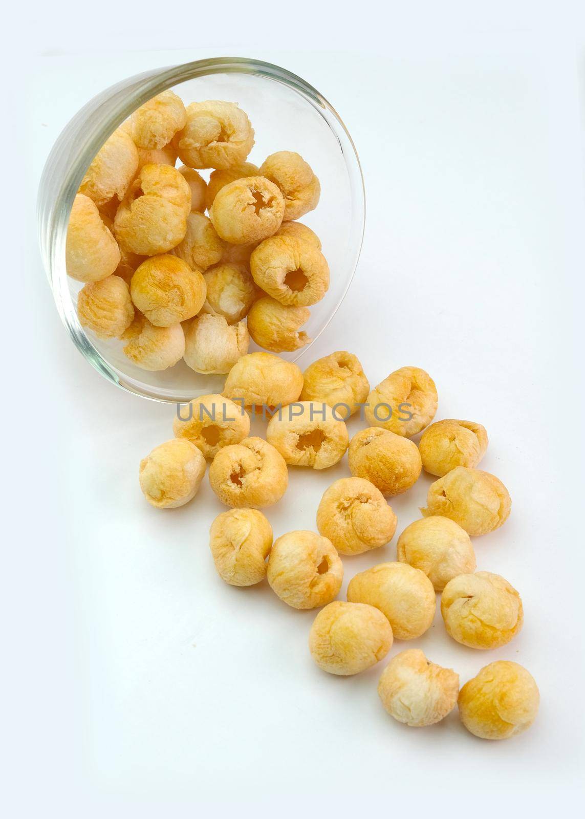 Freeze Dried Longan, is a processed fruit that retains the nutritional value of the food. Clipping path.
