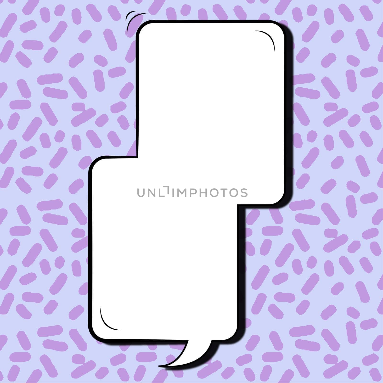 Cartoon Style Chat Box With Copy Space Isolated Against Color Doodles. Design Of Empty Text S Representing Social Networking Media And Communication Concept. by nialowwa