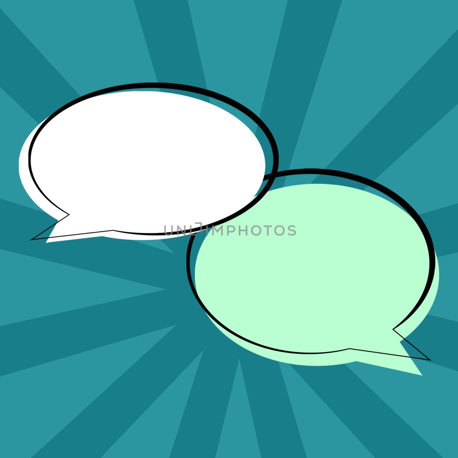 Pair Of Speech Bubbles In Oval Shape Representing Exchanging Of Ideas.