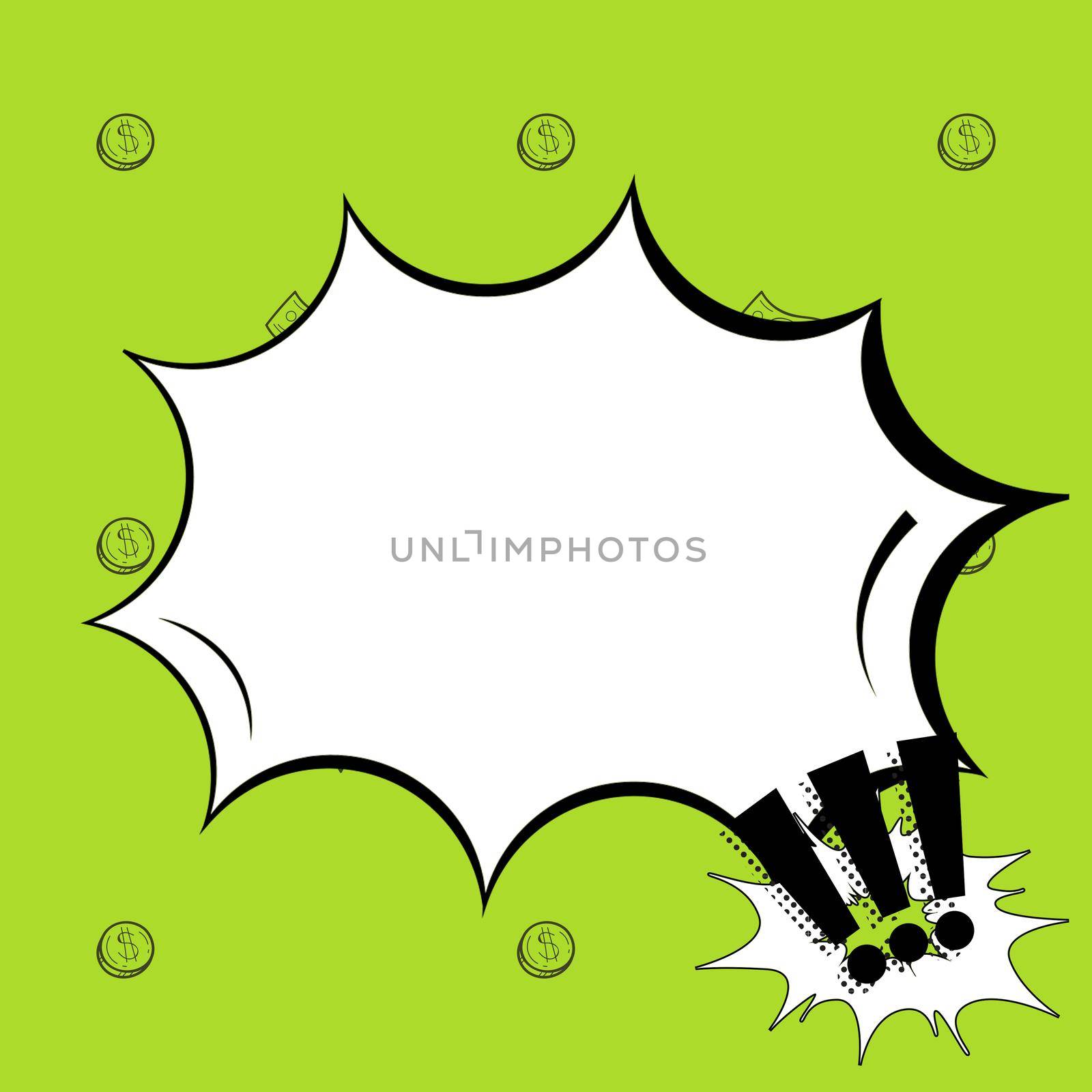 Creative Blank Explosion Blast Scream Speech Bubble With Exclamation Marks Over Color Background. Design Of Thinking Representing Expression Of Ideas And Opinions. by nialowwa