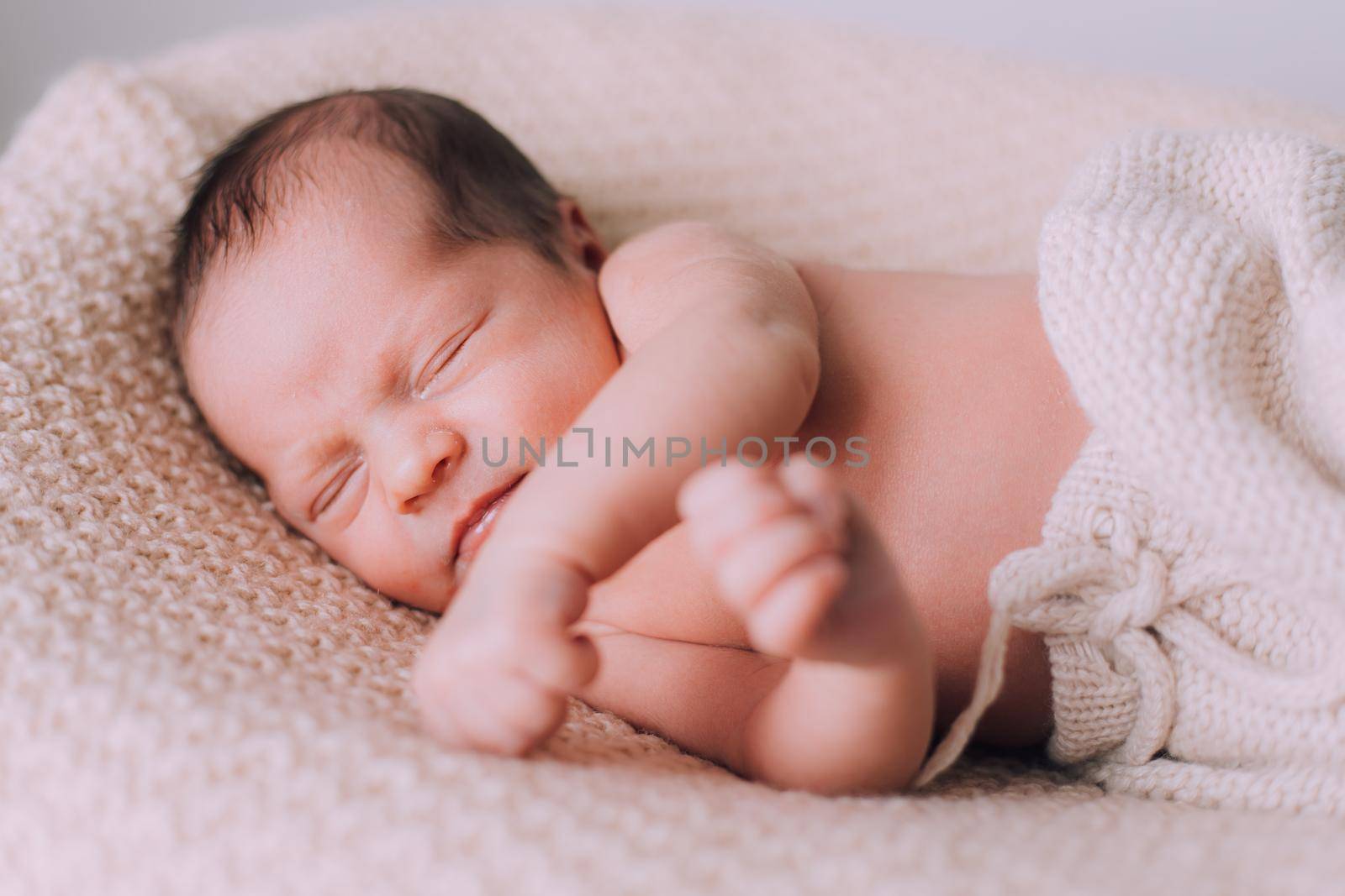 Sleeping newborn baby lifestyle . Sweet baby's dream. by alenka2194