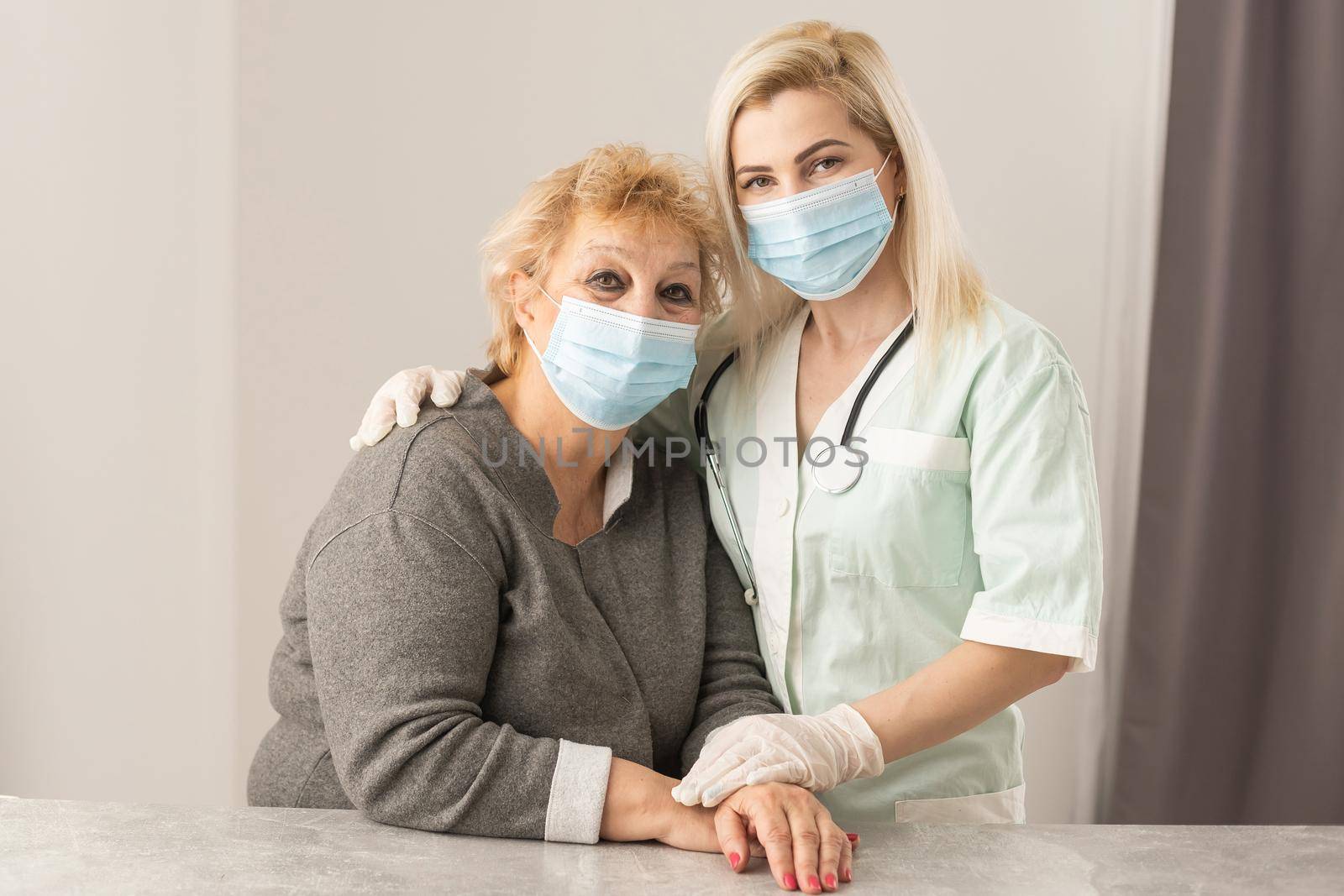 Senior woman with her home caregiver.