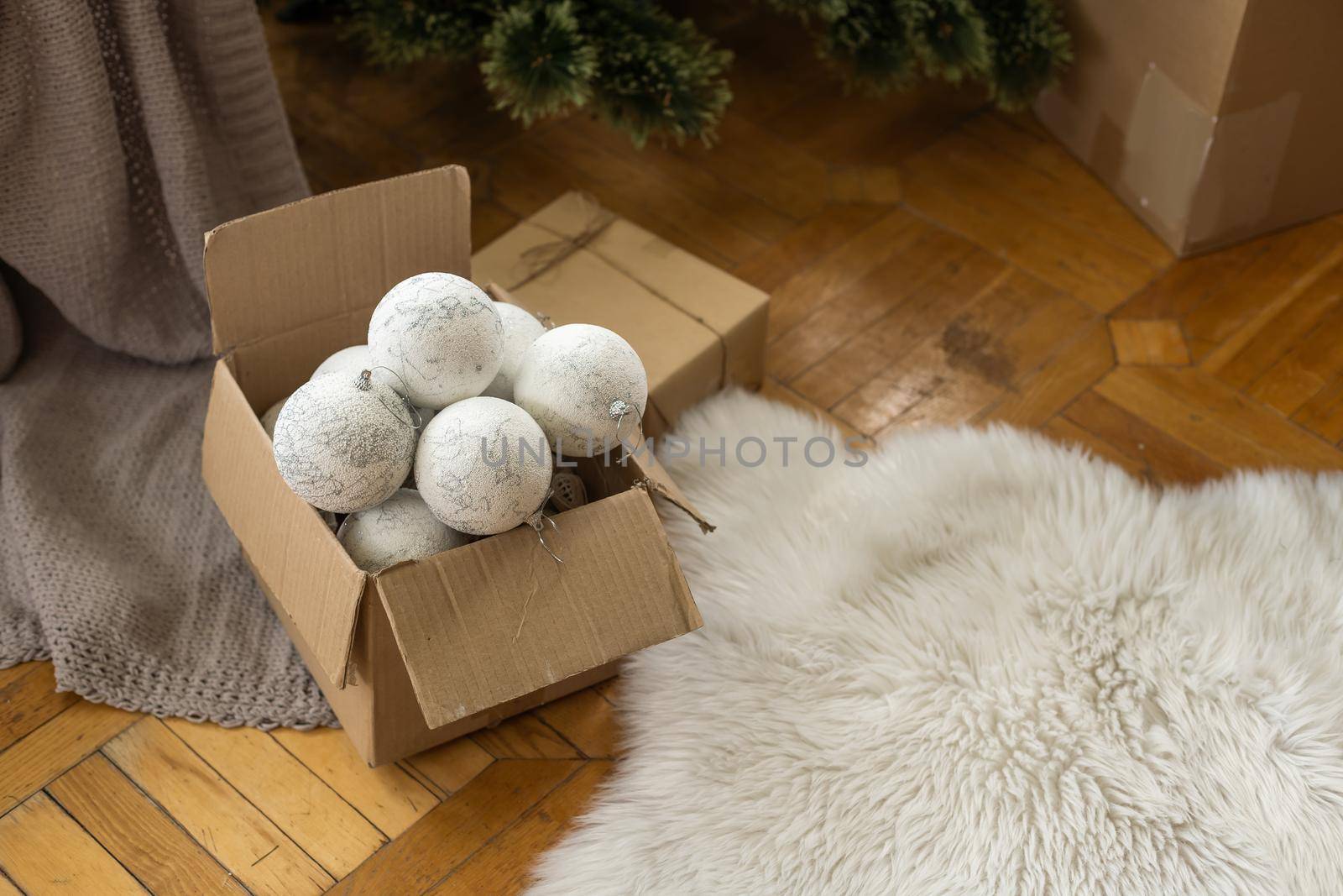Christmas tree decorations for Christmas, winter, new year concept.