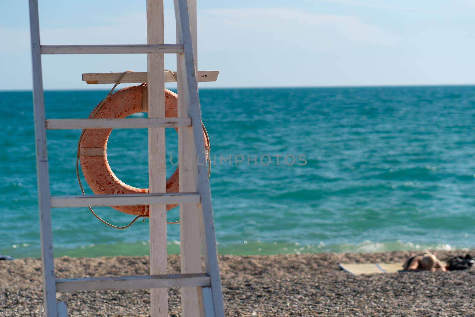 Old Crimea beach preserver life saver protection equipment ring lifeguard, from water help from emergency and lifesaver float, marine tourism. Nautical concept aid, by 89167702191