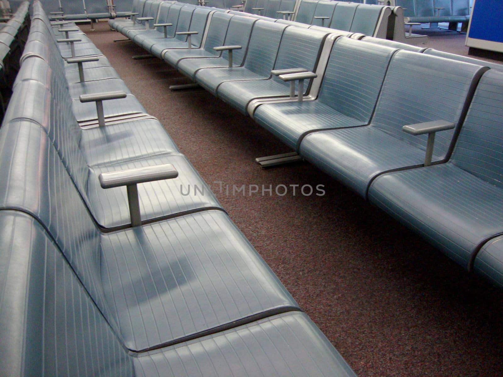 Chicago - May 25, 2010: Rows of Blue Seats at the O'hare airport in Chicago.