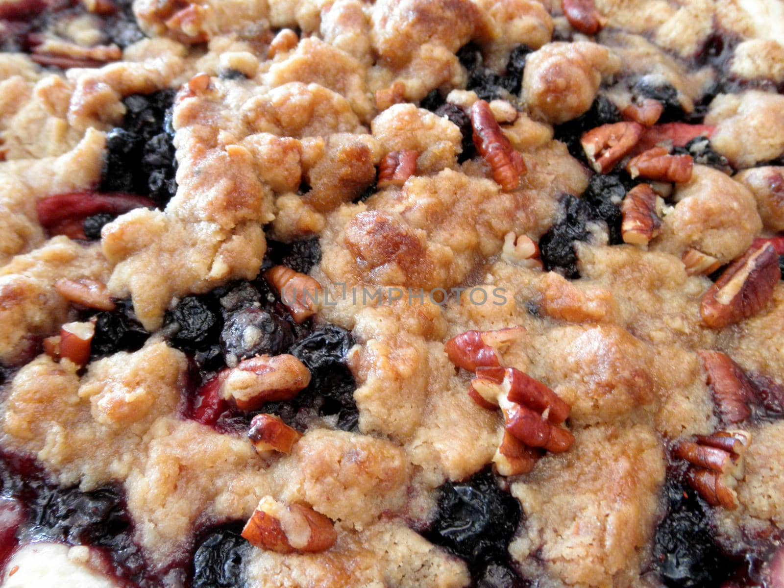 Close-up of Cherry and pecan pie crust.