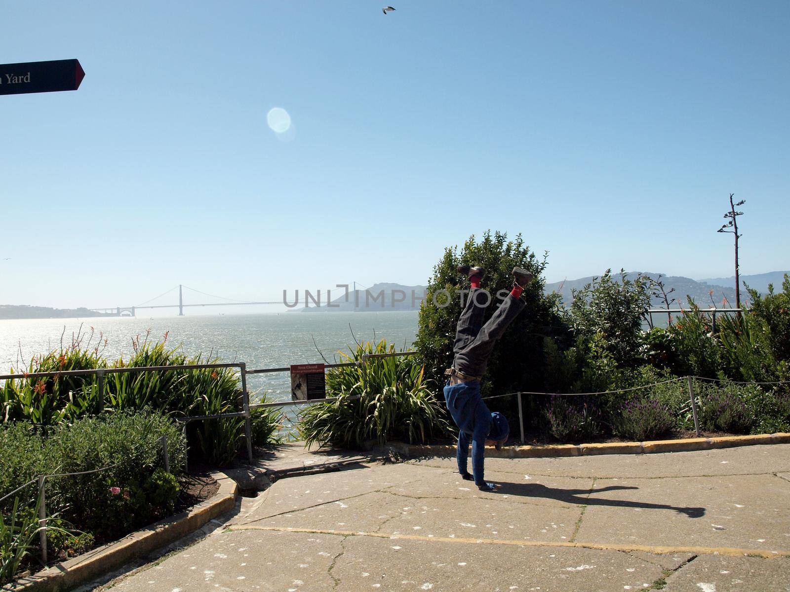 Man does Split leg Handstand on Alcatraz Island by EricGBVD