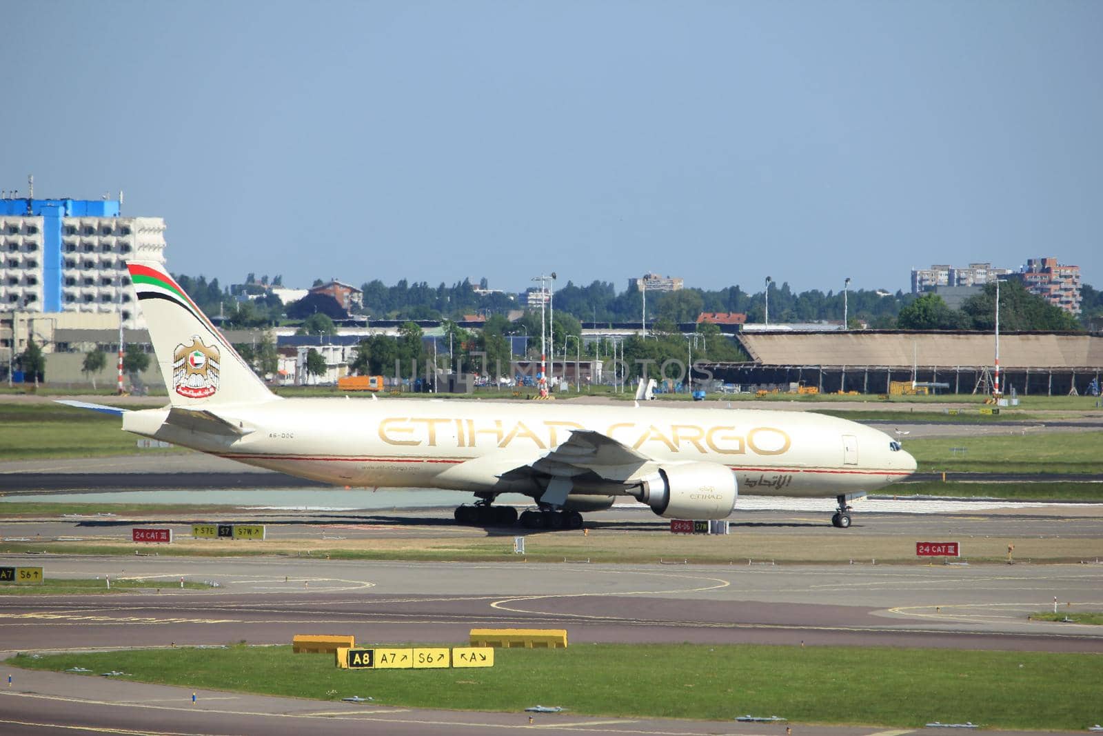 Amsterdam The Netherlands -  May 26th 2017: A6-DDC Etihad Airways Boeing 777F at Schiphol International Airport