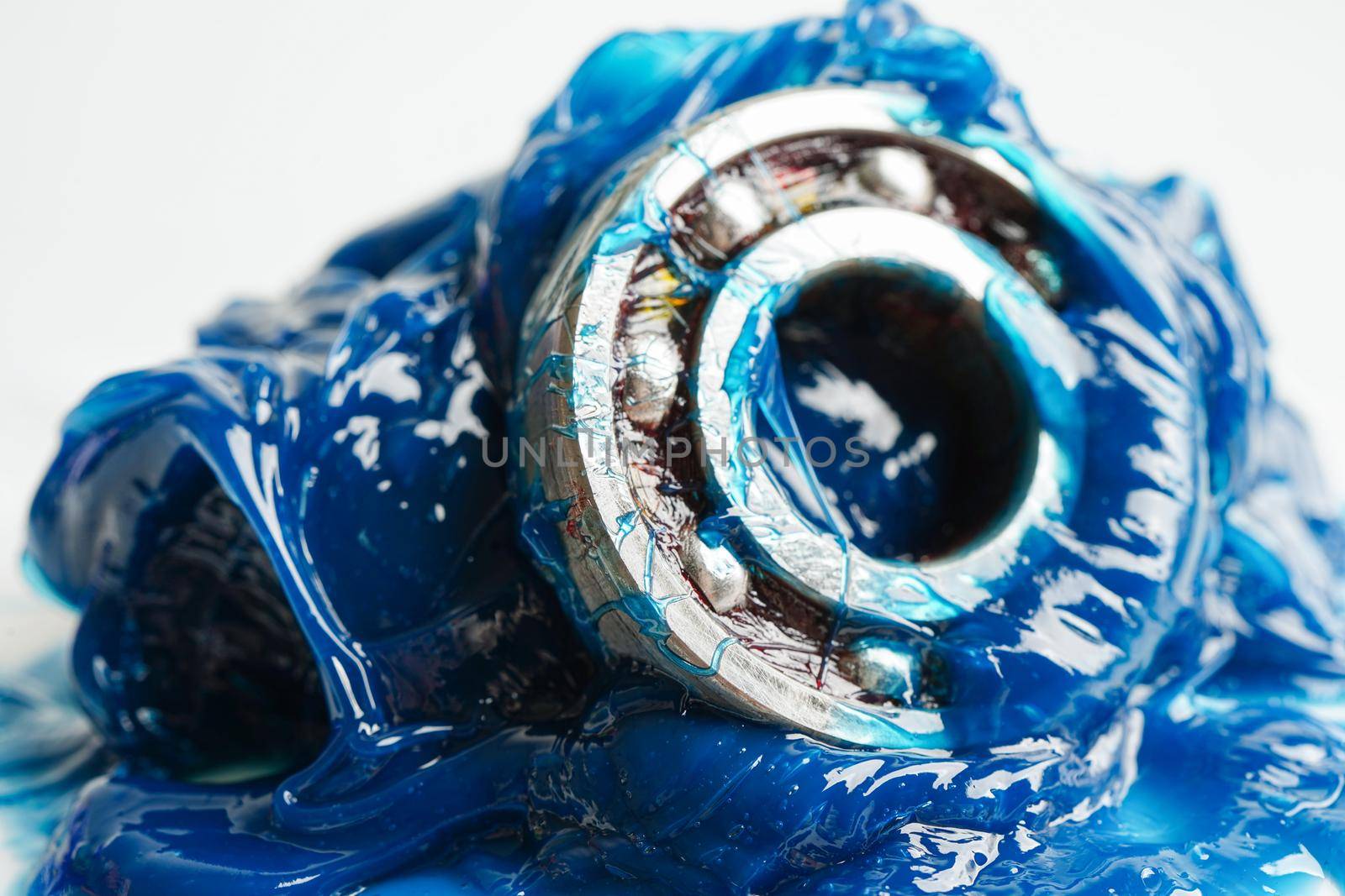 Grease and ball bearing, Blue premium quality synthetic lithium complex grease, high temperatures and machinery lubrication for automotive and industrial.