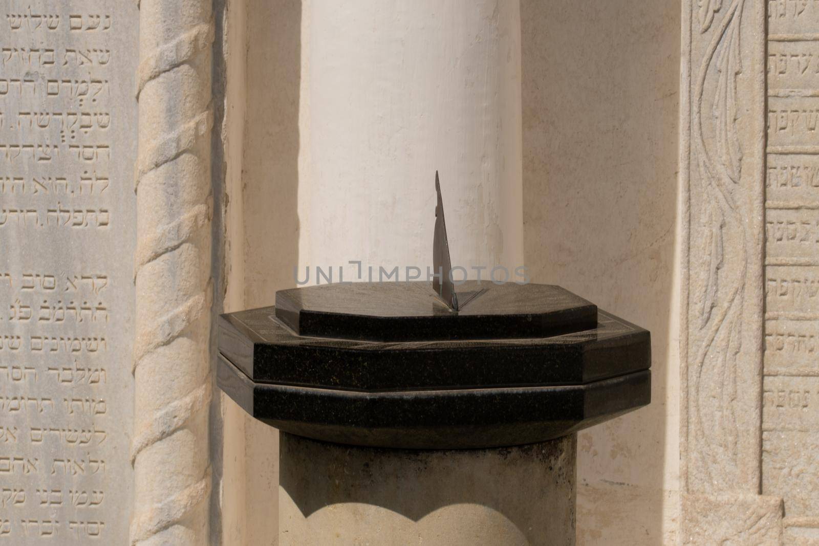 Time clock timelapse sundial old face passing sun shadow day, from numbers roman in device for astronomy metal, timekeeping isolated. Natural spinning astrology, by 89167702191