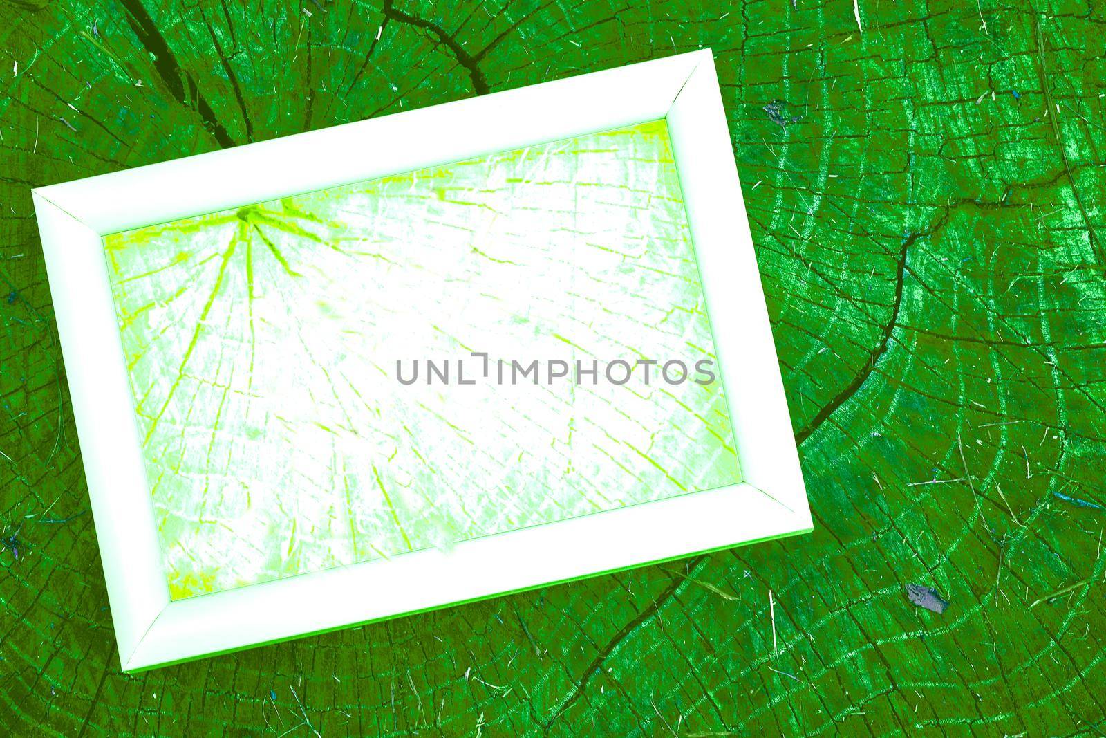 Green neon emerald and white wooden frame for text by jovani68