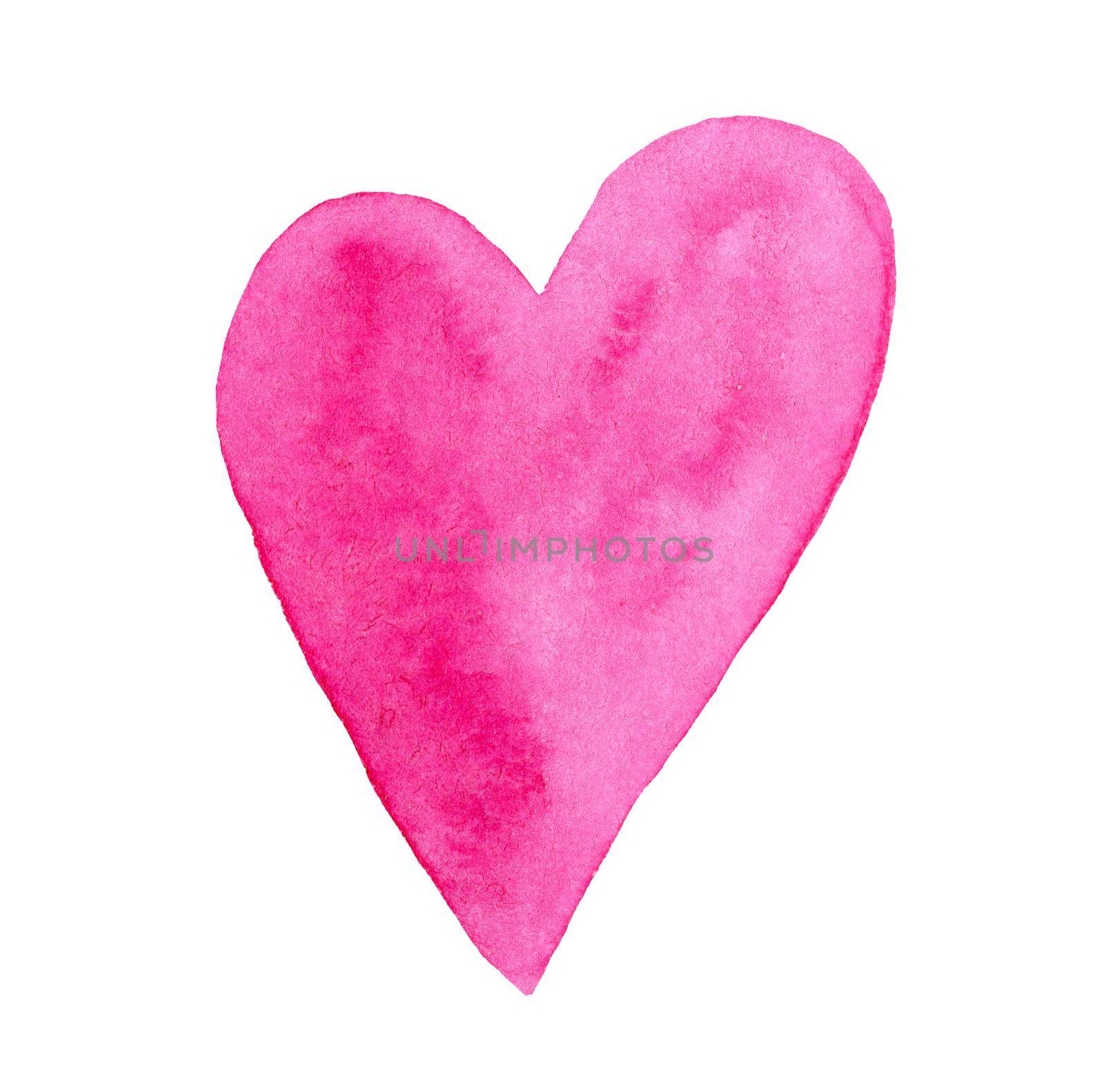 watercolor pink heart isolated on white background. by dreamloud