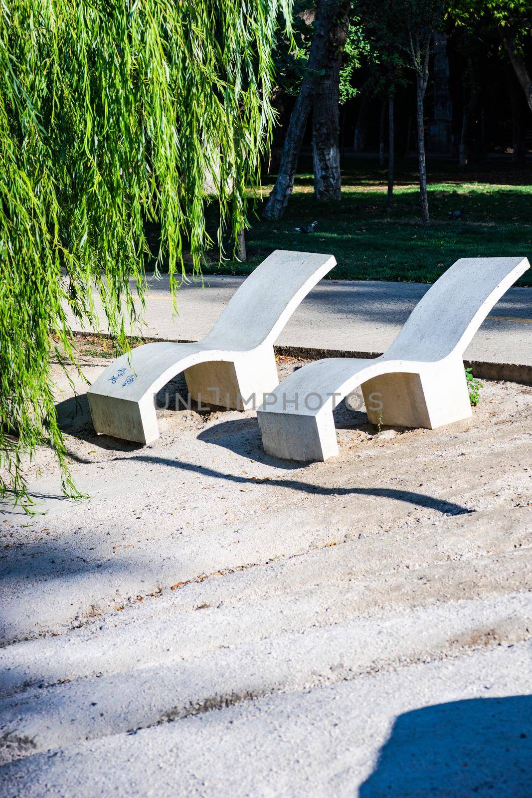 Park chairs in Mziuri park in Tbilisi, Georgia
