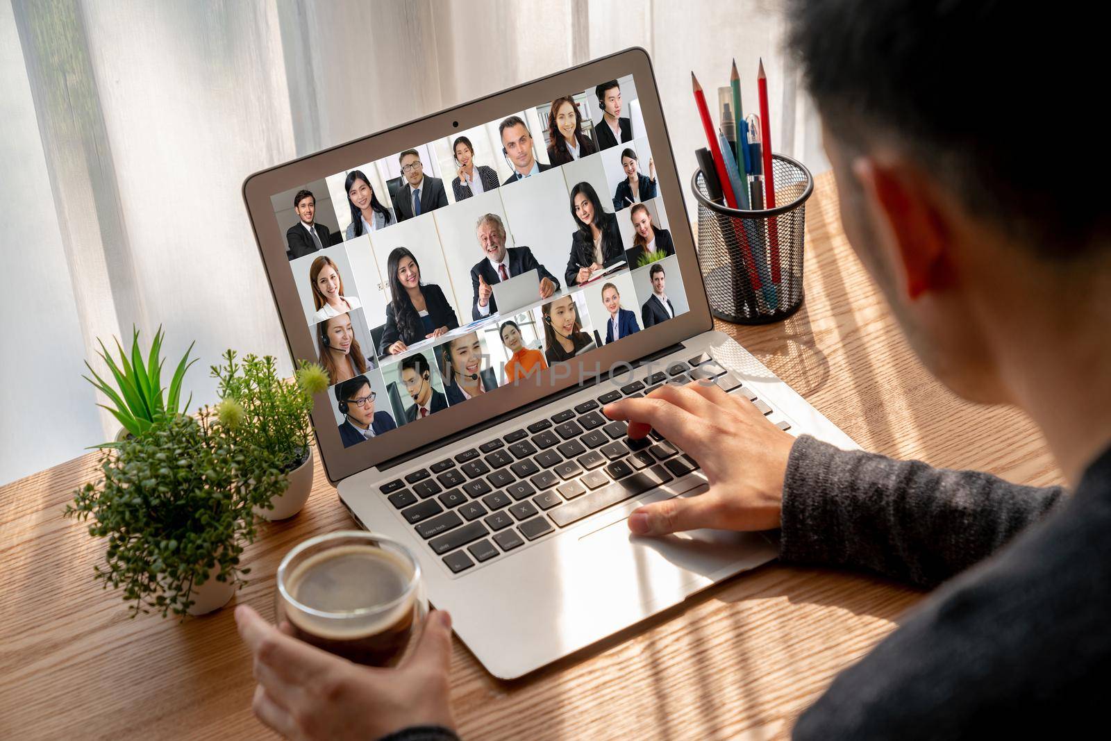 Business people on video conference for modish virtual group meeting of corprate business office workers