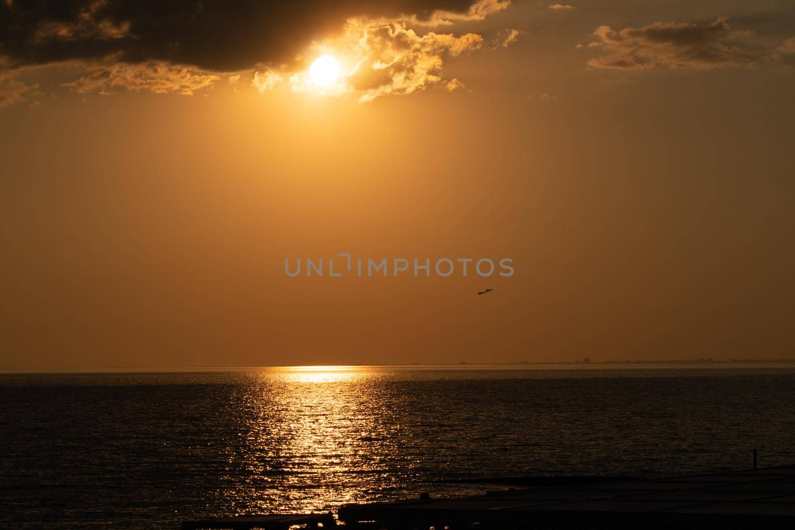 Sunset landscape sea sunlight dramatic sky beautiful horizon blue light, concept sun nature in sunny for cloudscape natural, bright panorama. Heaven scenic agriculture,