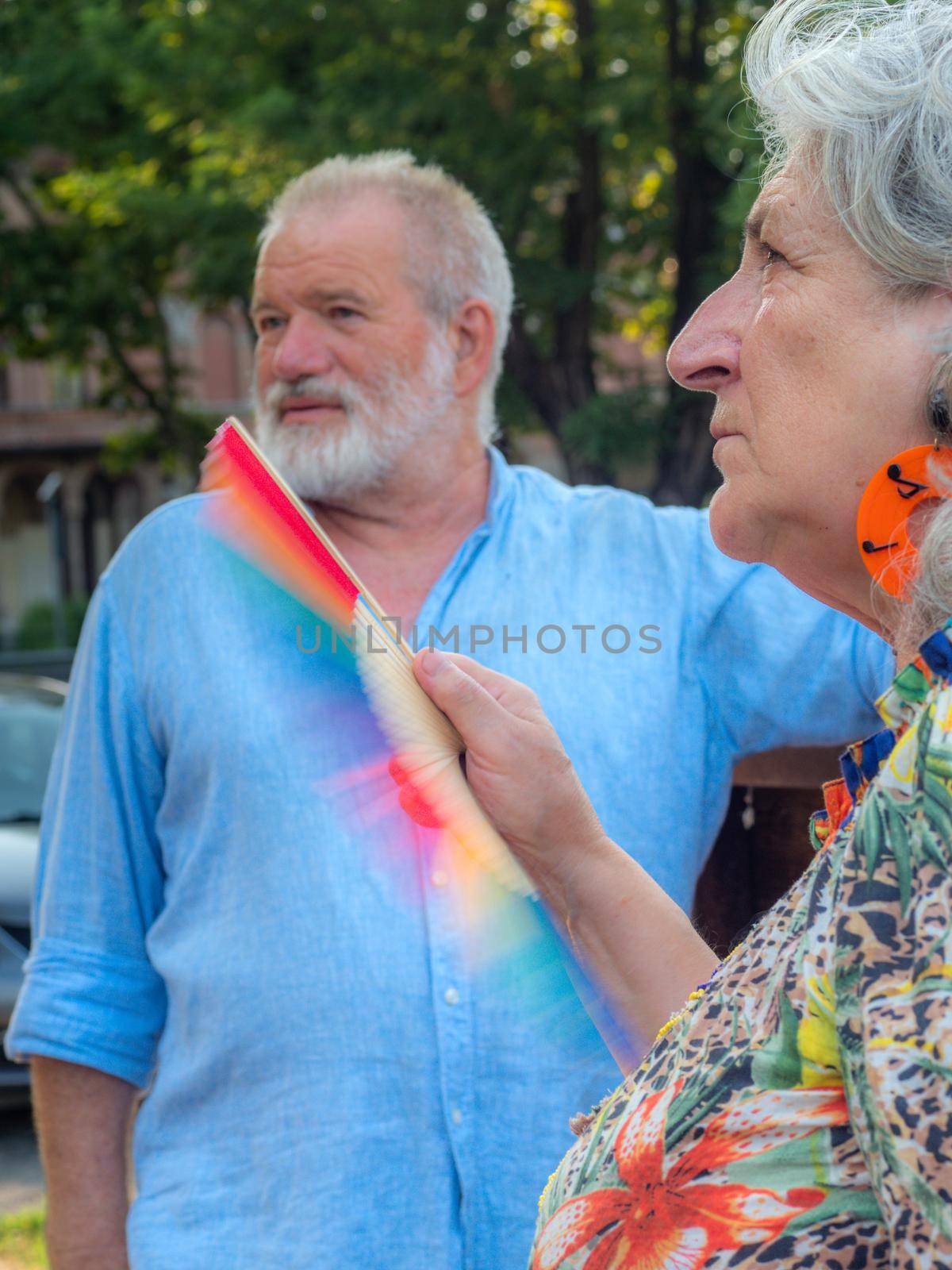 senior elegant man and fashionable lady