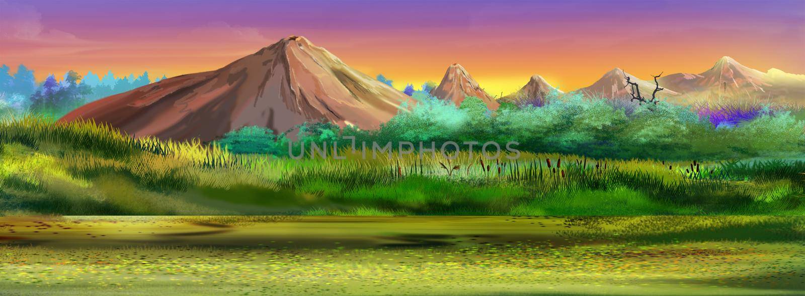 Dawn sky over the mountains by Multipedia