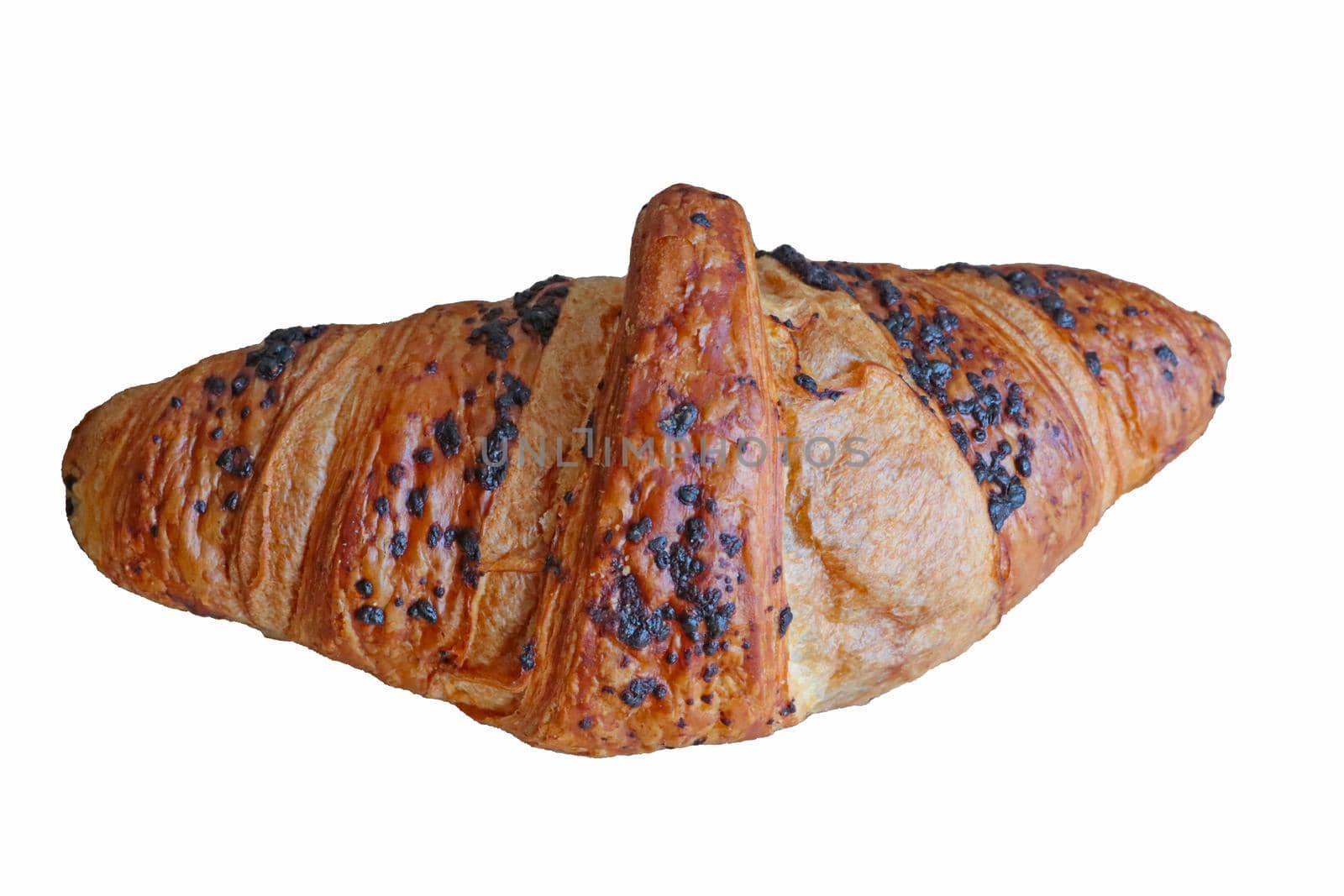 Fresh croissant on a white background. Food isolate, baking. Croissant