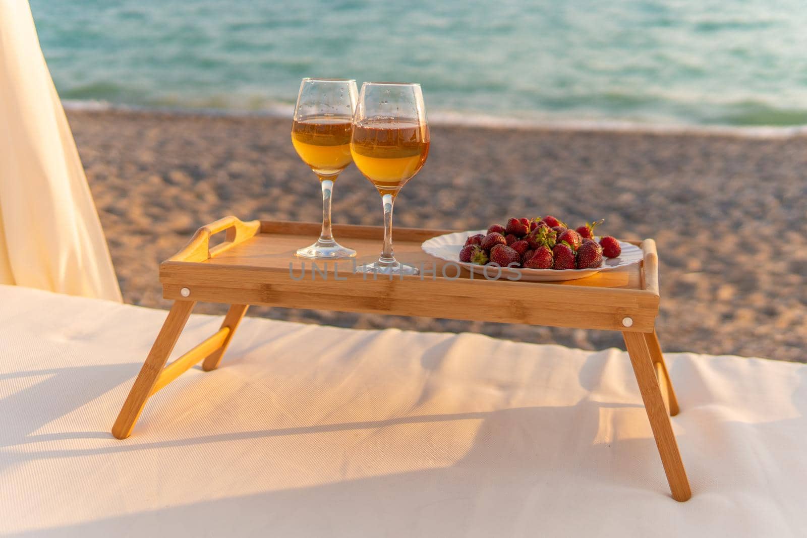 Wine tray restaurant rest sea two copyspace summer sunny provence, for drink background from lifestyle and blue beverage, celebration coast. Dinner sunset table,