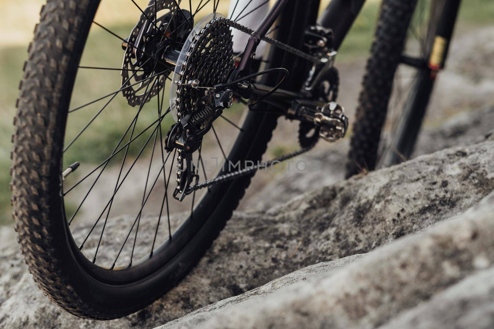 Close Up View of Bicycle Gear Shifting Mechanism, Mountain Bike Chain