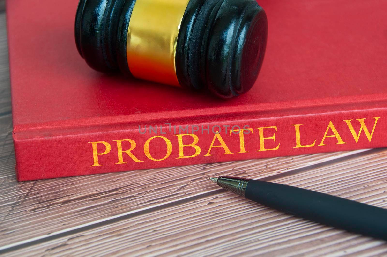 Judge gavel and Probate Law book on wooden desk. Law concept