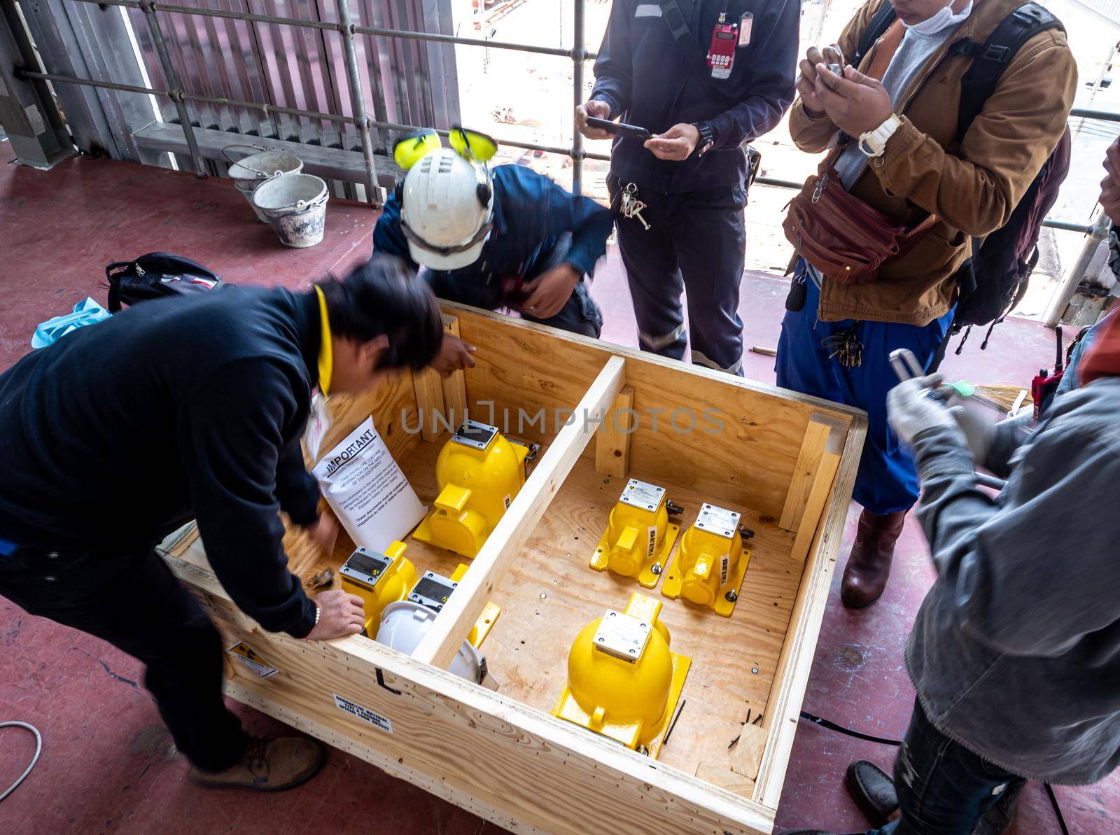 The Technician checking the RA instrument equipment in the transportation box